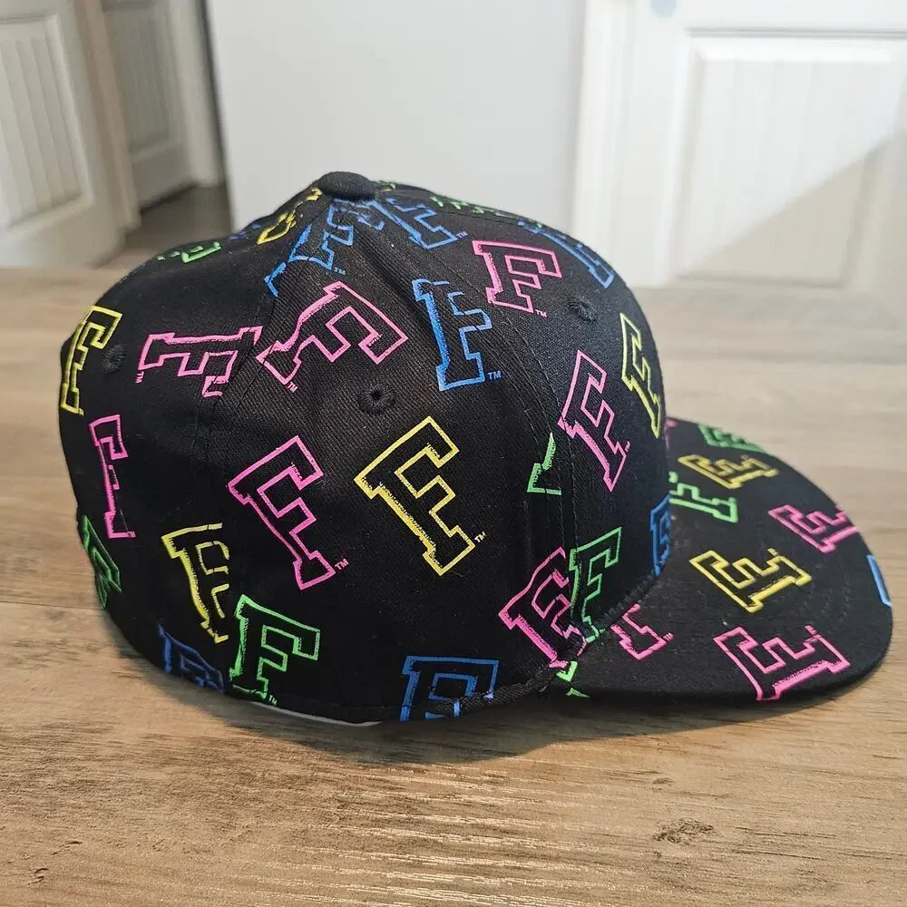 Vintage University of Florida Gators Fitted Flat Bill Hat Black Colorful Retro